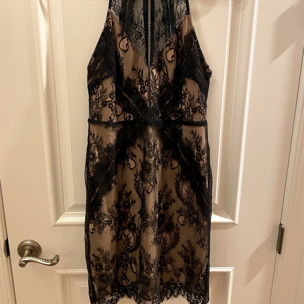 ASTR THE LABEL Dress | Sleeveless Short Lace Cocktail | Black | L